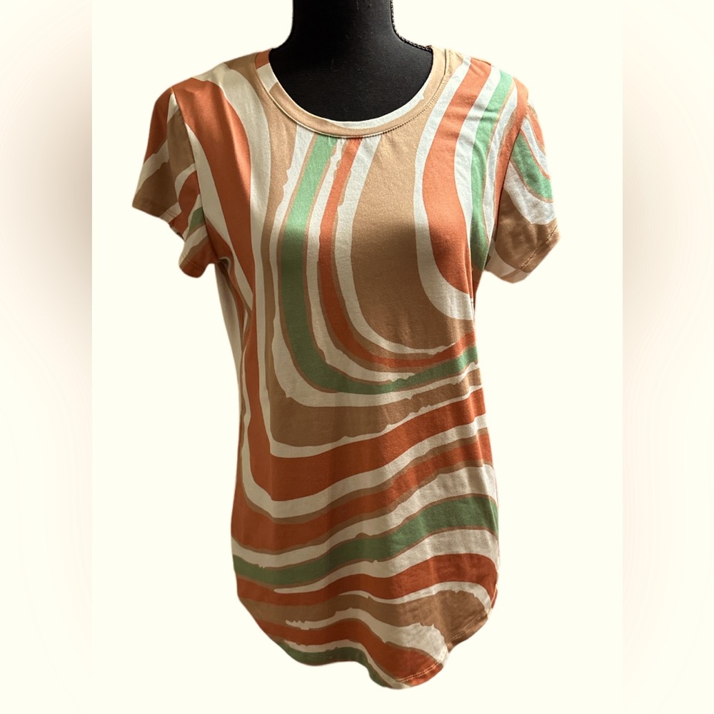 Poor New York Ladies Short Sleeve Multicolor Tee Size Large